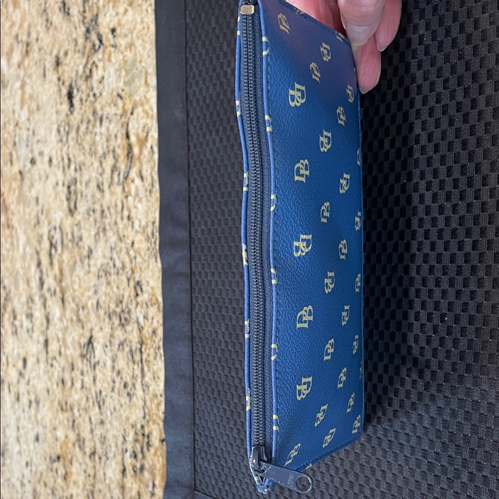 Dooney & Bourke Blue and Gold Monogram Wristlet - Picture 7 of 8